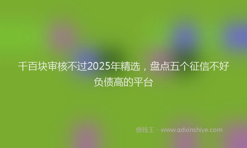 千百块审核不过2025年精选，盘点五个征信不好负债高的平台