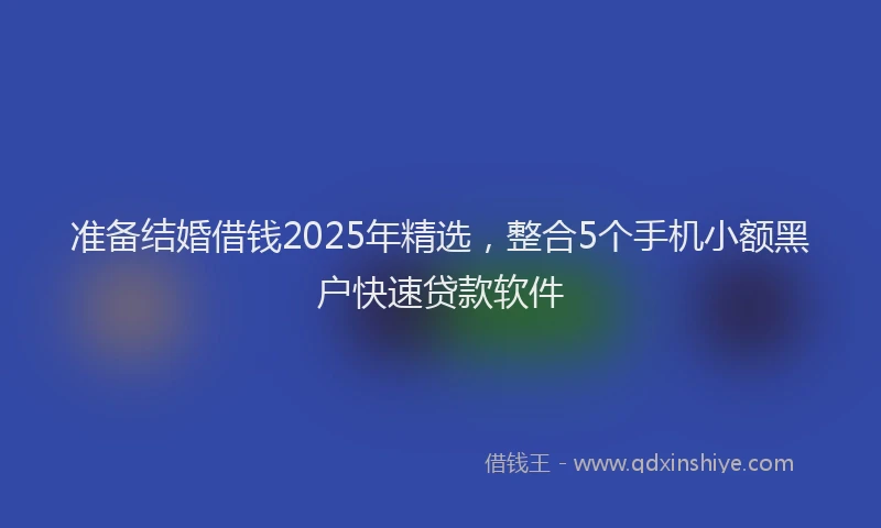 准备结婚借钱2025年精选，整合5个手机小额黑户快速贷款软件