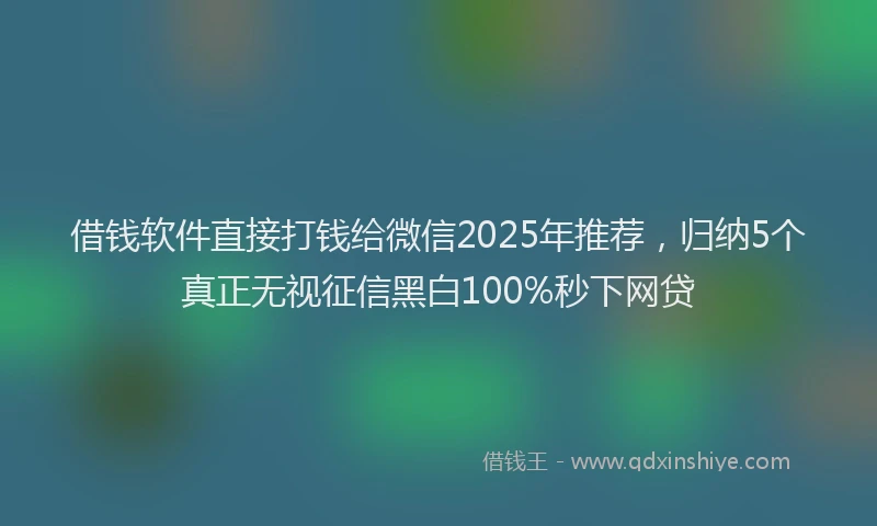 借钱软件直接打钱给微信2025年推荐，归纳5个真正无视征信黑白100%秒下网贷
