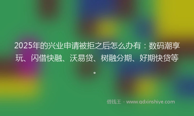 2025年的兴业申请被拒之后怎么办有：数码潮享玩、闪借快融、沃易贷、树融分期、好期快贷等。