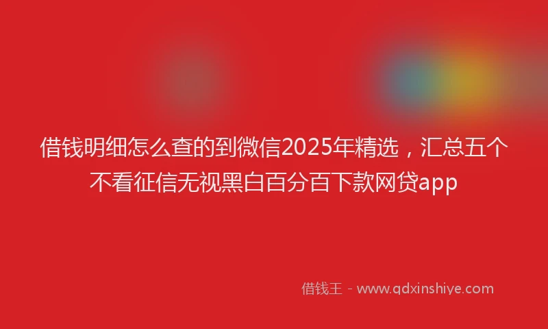 借钱明细怎么查的到微信2025年精选，汇总五个不看征信无视黑白百分百下款网贷app