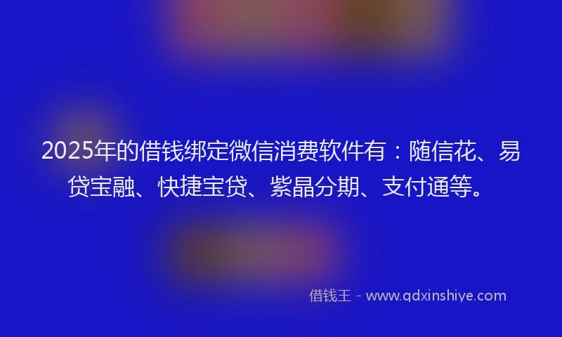 2025年的借钱绑定微信消费软件有：随信花、易贷宝融、快捷宝贷、紫晶分期、支付通等。