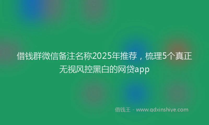 借钱群微信备注名称2025年推荐，梳理5个真正无视风控黑白的网贷app