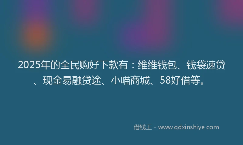 2025年的全民购好下款有：维维钱包、钱袋速贷、现金易融贷途、小喵商城、58好借等。