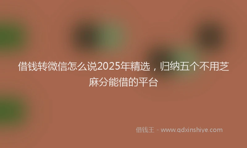 借钱转微信怎么说2025年精选，归纳五个不用芝麻分能借的平台