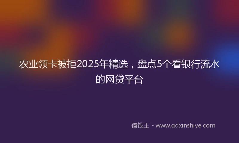 农业领卡被拒2025年精选，盘点5个看银行流水的网贷平台