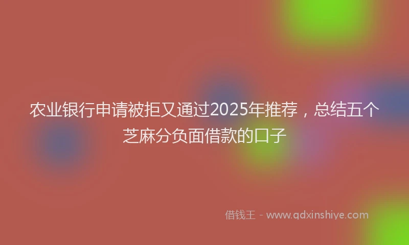 农业银行申请被拒又通过2025年推荐，总结五个芝麻分负面借款的口子