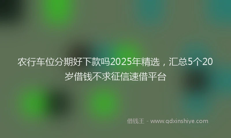 农行车位分期好下款吗2025年精选，汇总5个20岁借钱不求征信速借平台