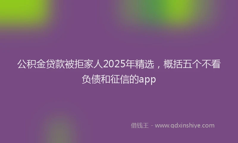公积金贷款被拒家人2025年精选，概括五个不看负债和征信的app