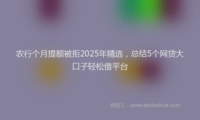 农行个月提额被拒2025年精选，总结5个网贷大口子轻松借平台