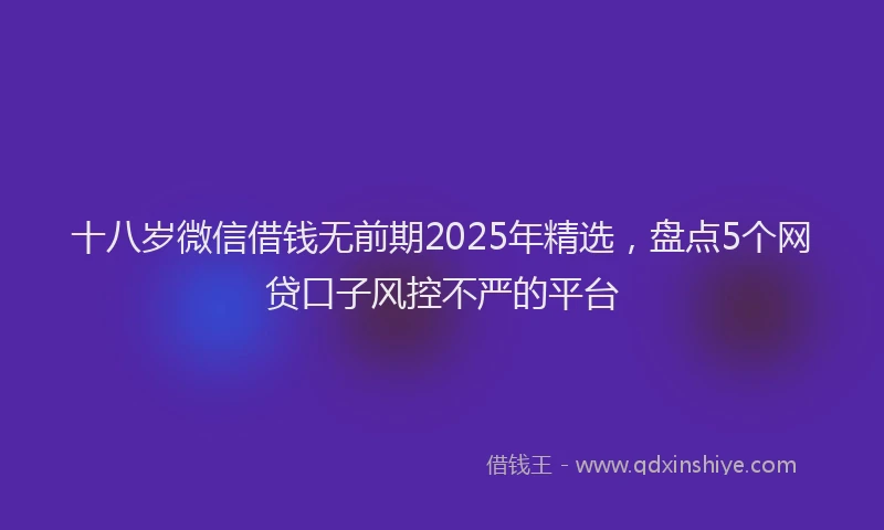 十八岁微信借钱无前期2025年精选，盘点5个网贷口子风控不严的平台