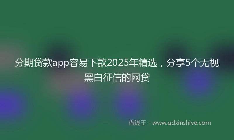 分期贷款app容易下款2025年精选，分享5个无视黑白征信的网贷