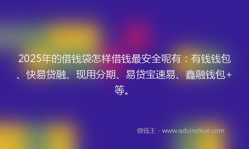 2025年的借钱袋怎样借钱最安全呢有：有钱钱包、快易贷融、现用分期、易贷宝速易、鑫融钱包+等。