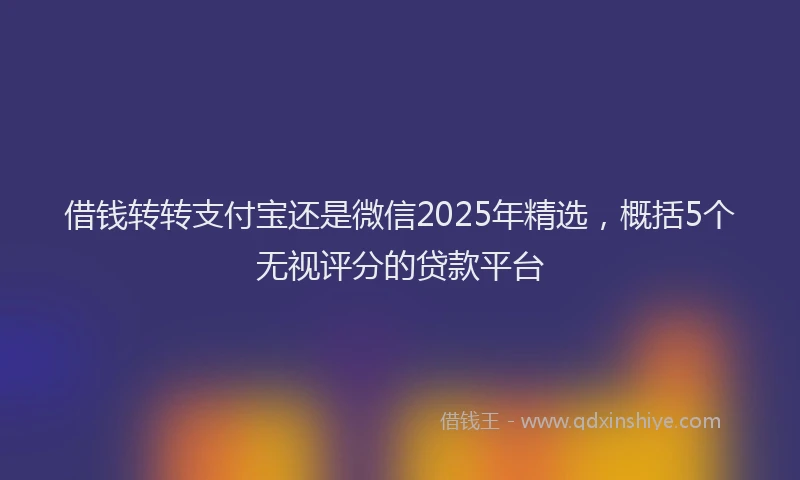 借钱转转支付宝还是微信2025年精选，概括5个无视评分的贷款平台