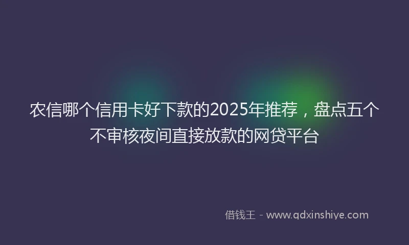 农信哪个信用卡好下款的2025年推荐，盘点五个不审核夜间直接放款的网贷平台