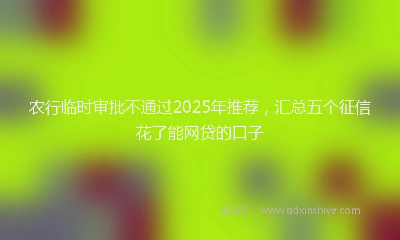 农行临时审批不通过2025年推荐，汇总五个征信花了能网贷的口子