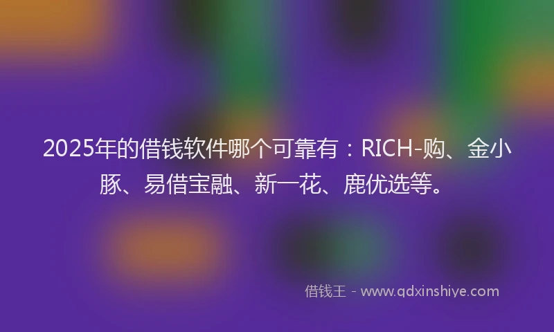 2025年的借钱软件哪个可靠有：RICH-购、金小豚、易借宝融、新一花、鹿优选等。