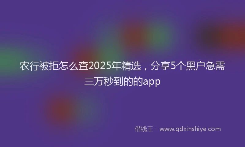 农行被拒怎么查2025年精选，分享5个黑户急需三万秒到的的app
