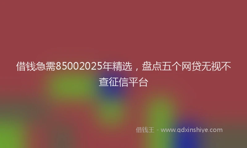 借钱急需85002025年精选，盘点五个网贷无视不查征信平台