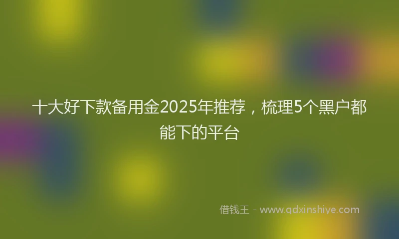 十大好下款备用金2025年推荐，梳理5个黑户都能下的平台