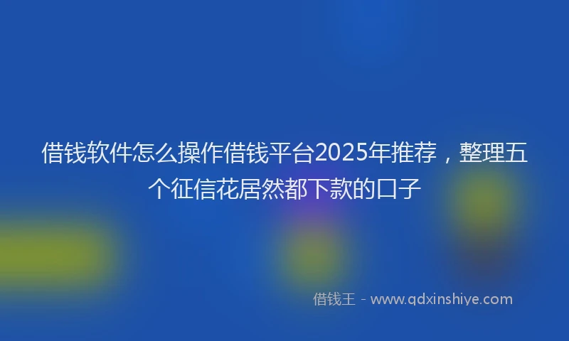 借钱软件怎么操作借钱平台2025年推荐，整理五个征信花居然都下款的口子