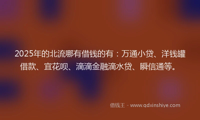 2025年的北流哪有借钱的有：万通小贷、洋钱罐借款、宜花呗、滴滴金融滴水贷、瞬信通等。