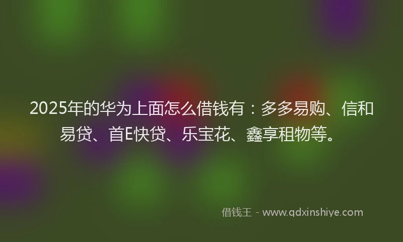 2025年的华为上面怎么借钱有：多多易购、信和易贷、首E快贷、乐宝花、鑫享租物等。