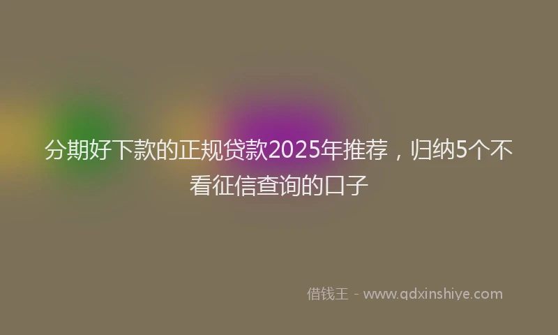 分期好下款的正规贷款2025年推荐，归纳5个不看征信查询的口子