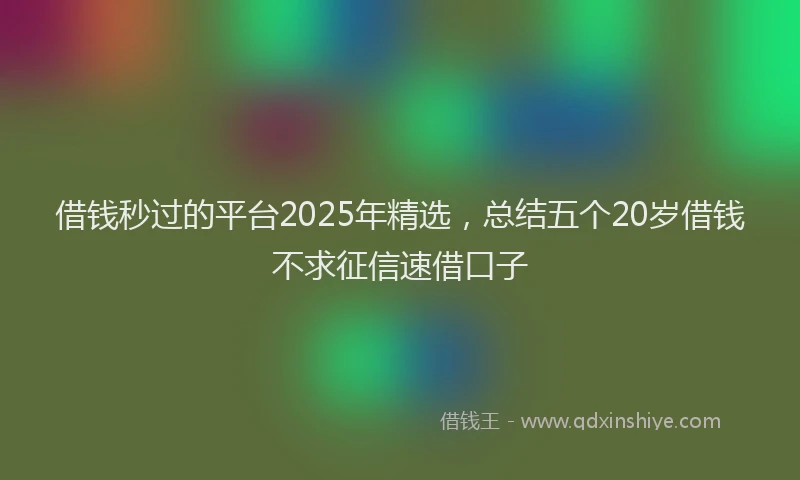 借钱秒过的平台2025年精选，总结五个20岁借钱不求征信速借口子