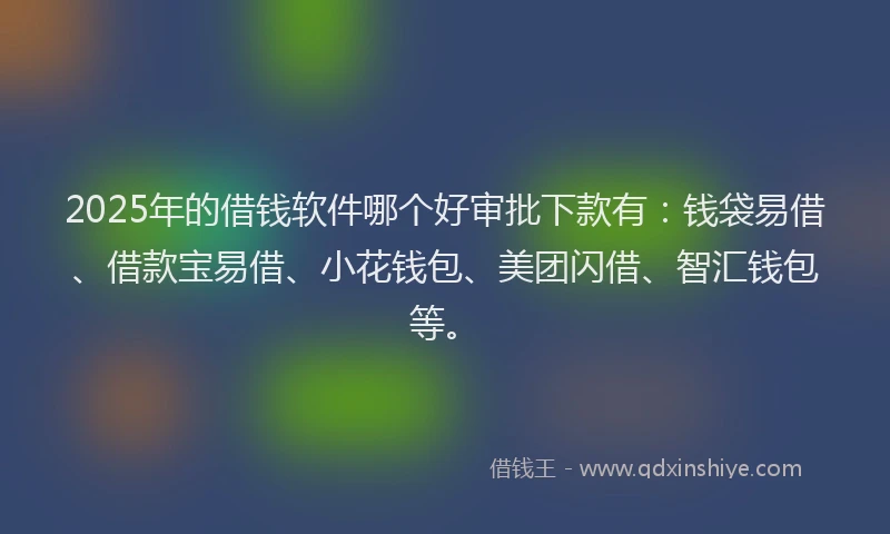 2025年的借钱软件哪个好审批下款有：钱袋易借、借款宝易借、小花钱包、美团闪借、智汇钱包等。