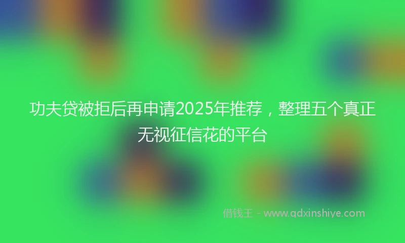 功夫贷被拒后再申请2025年推荐，整理五个真正无视征信花的平台