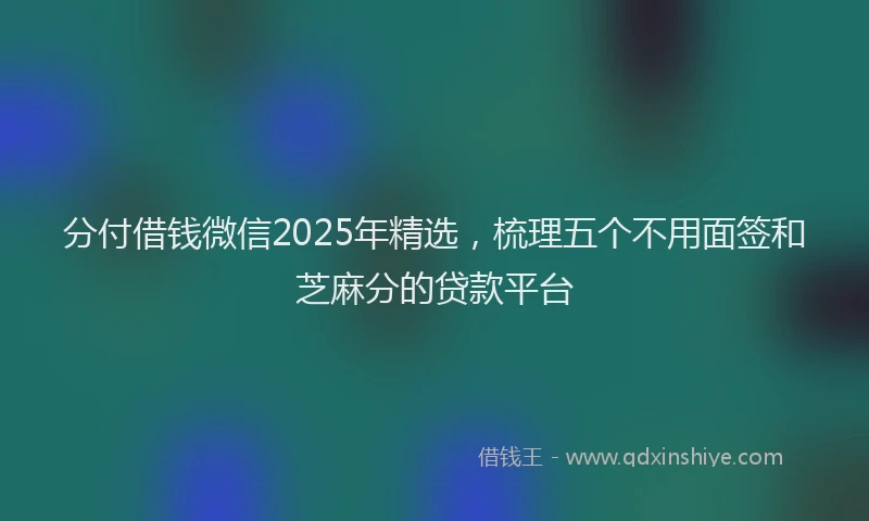 分付借钱微信2025年精选，梳理五个不用面签和芝麻分的贷款平台