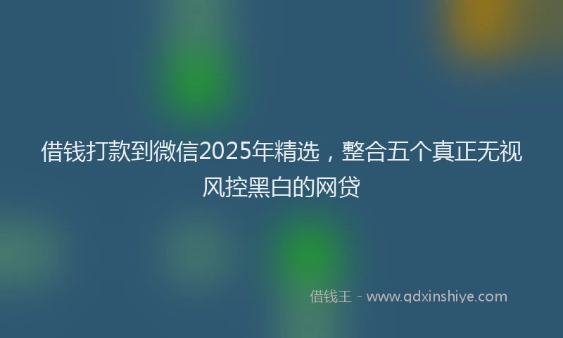 借钱打款到微信2025年精选，整合五个真正无视风控黑白的网贷