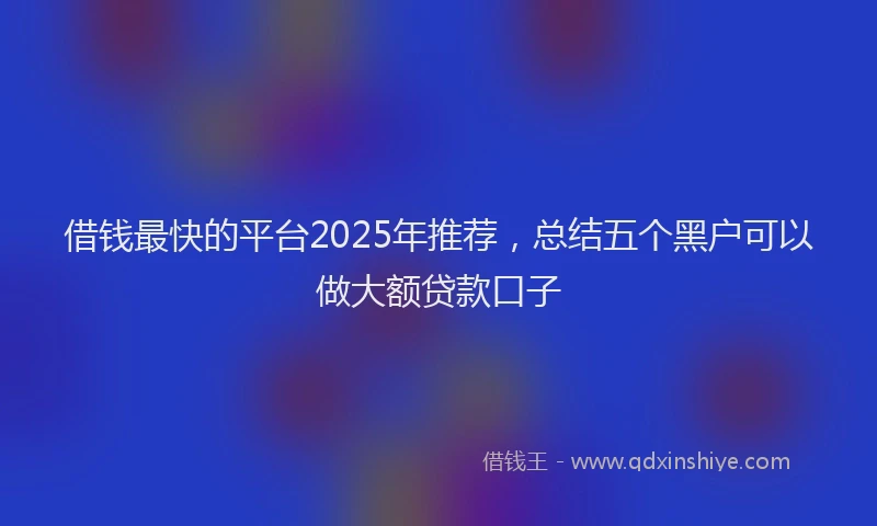 借钱最快的平台2025年推荐，总结五个黑户可以做大额贷款口子