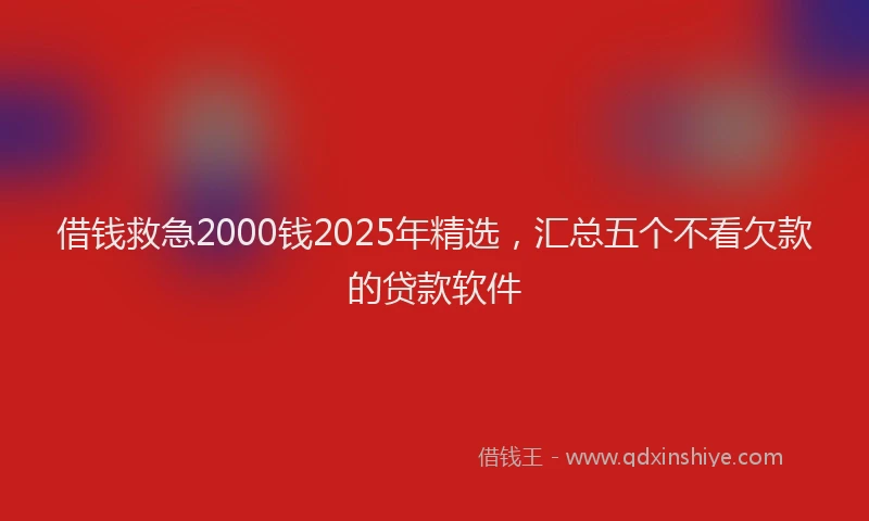 借钱救急2000钱2025年精选，汇总五个不看欠款的贷款软件
