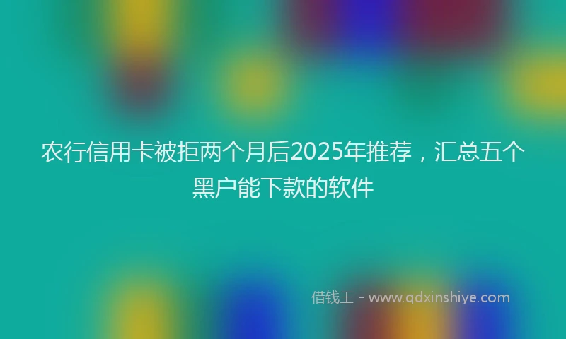 农行信用卡被拒两个月后2025年推荐，汇总五个黑户能下款的软件