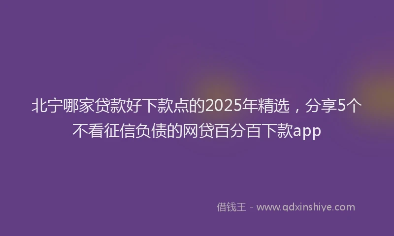 北宁哪家贷款好下款点的2025年精选，分享5个不看征信负债的网贷百分百下款app