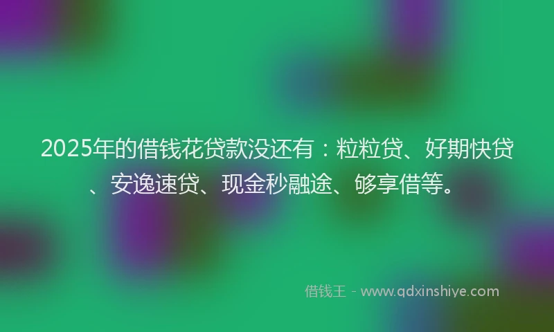 2025年的借钱花贷款没还有：粒粒贷、好期快贷、安逸速贷、现金秒融途、够享借等。