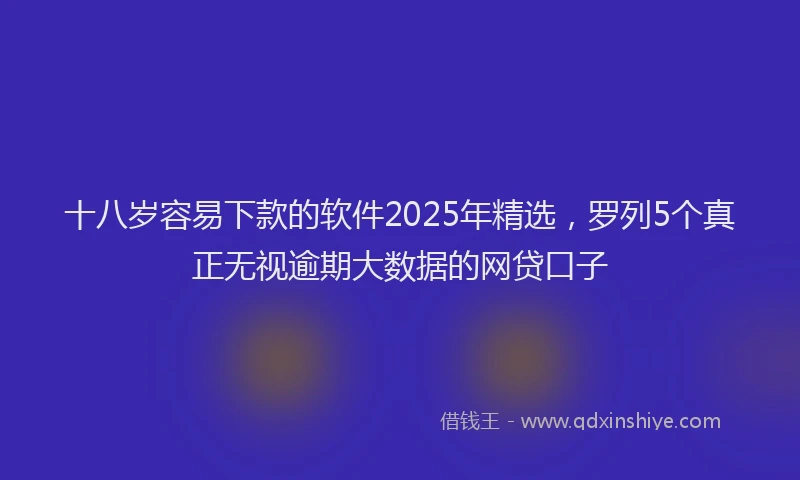 十八岁容易下款的软件2025年精选，罗列5个真正无视逾期大数据的网贷口子