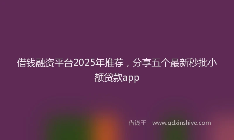 借钱融资平台2025年推荐，分享五个最新秒批小额贷款app