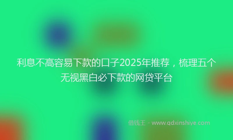 利息不高容易下款的口子2025年推荐，梳理五个无视黑白必下款的网贷平台
