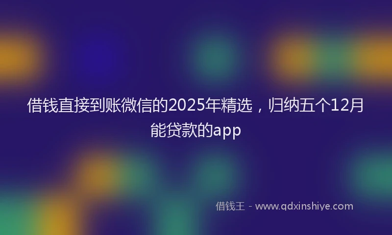 借钱直接到账微信的2025年精选，归纳五个12月能贷款的app