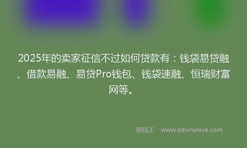 2025年的卖家征信不过如何贷款有：钱袋易贷融、借款易融、易贷Pro钱包、钱袋速融、恒瑞财富网等。