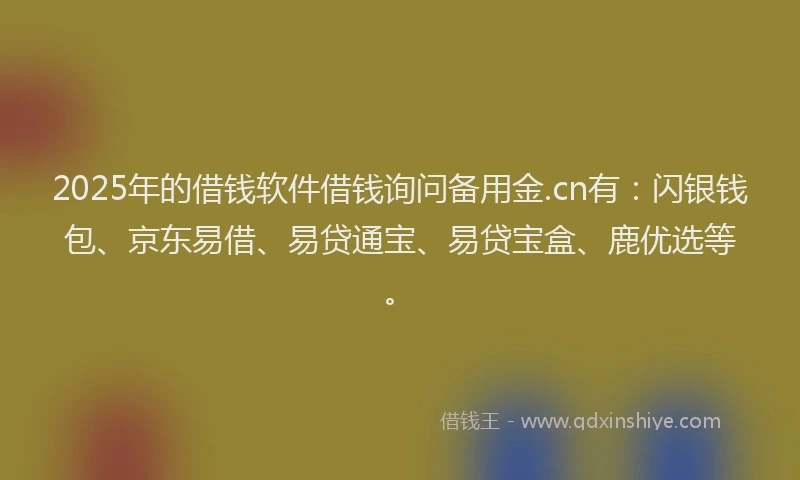 2025年的借钱软件借钱询问备用金.cn有：闪银钱包、京东易借、易贷通宝、易贷宝盒、鹿优选等。