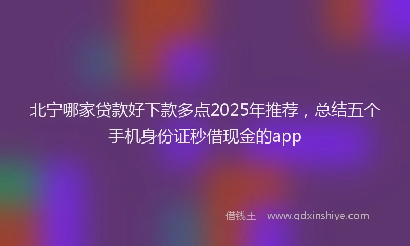 北宁哪家贷款好下款多点2025年推荐，总结五个手机身份证秒借现金的app