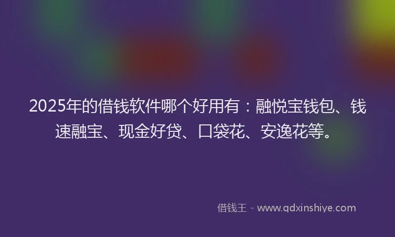2025年的借钱软件哪个好用有：融悦宝钱包、钱速融宝、现金好贷、口袋花、安逸花等。