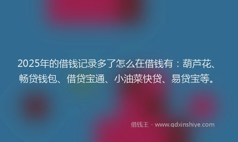 2025年的借钱记录多了怎么在借钱有：葫芦花、畅贷钱包、借贷宝通、小油菜快贷、易贷宝等。