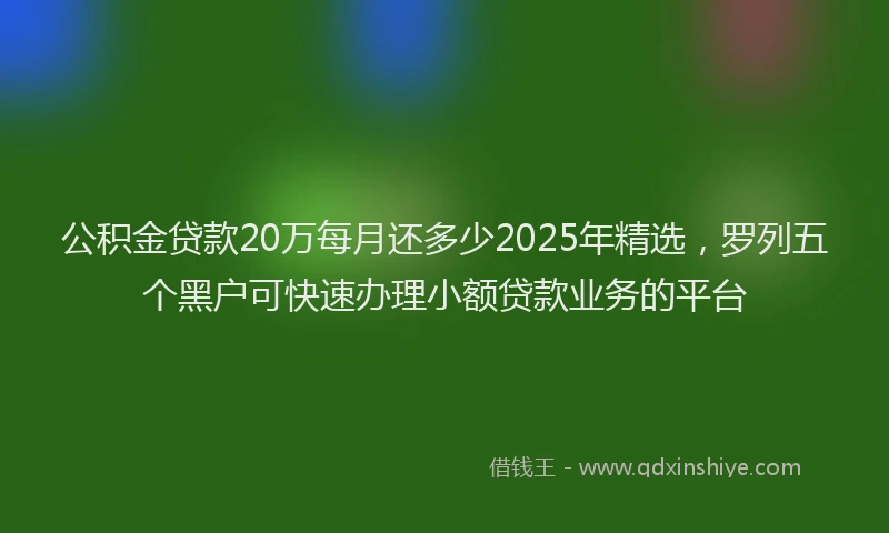 公积金贷款20万每月还多少2025年精选，罗列五个黑户可快速办理小额贷款业务的平台
