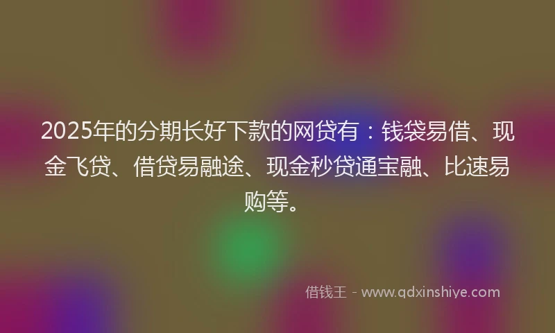 2025年的分期长好下款的网贷有：钱袋易借、现金飞贷、借贷易融途、现金秒贷通宝融、比速易购等。