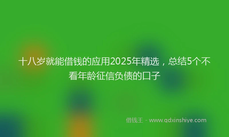 十八岁就能借钱的应用2025年精选，总结5个不看年龄征信负债的口子